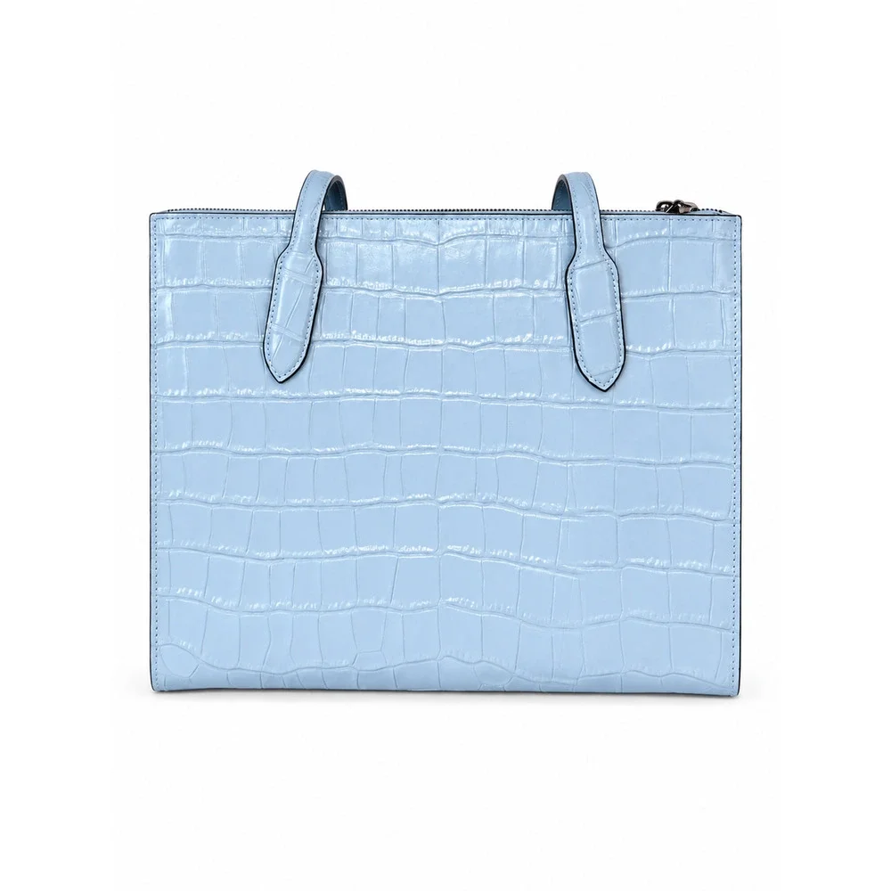 Coach Nina CL654 Blue Croc Embossed Leather Tote Wallet Set